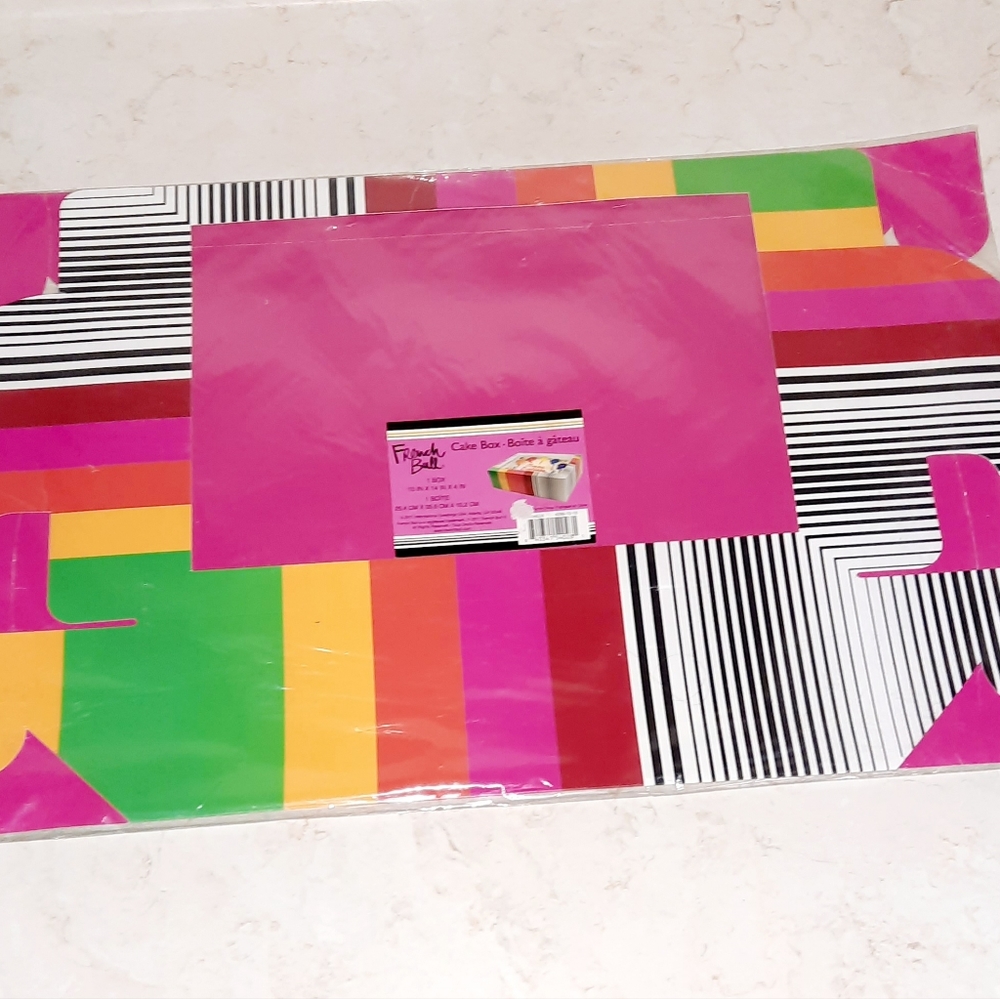 Rainbow Black & White Stripe Bakery Cake Window Box French Bull
